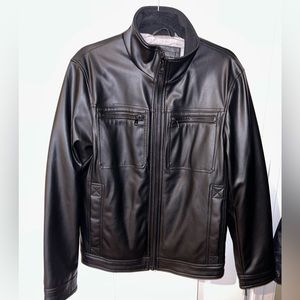 Men’s Calvin Klein black faux leather jacket, small. Never worn! Tags still on